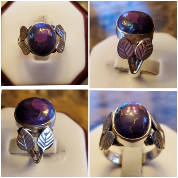 Genuine Purple Copper Turquoise Tropical Ring 7 - Picture 2 of 6
